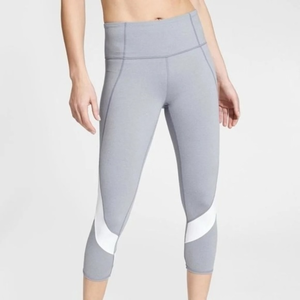 Athleta Gray with White Mesh Colorblock‎ Salutation Capri Leggings Size Small